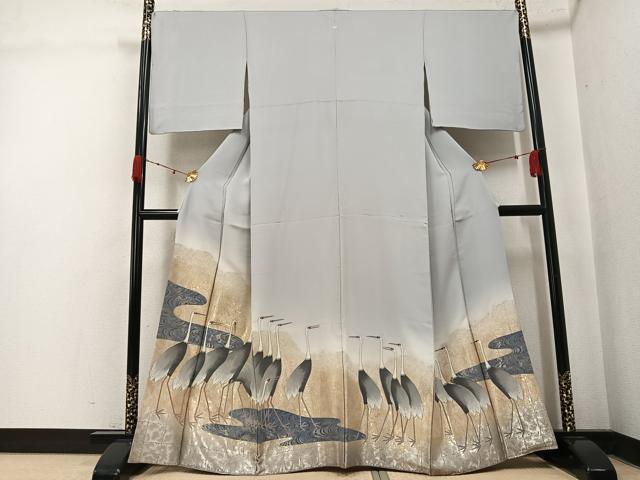 平和屋着物●豪華色留袖　寿光織　群れ鶴文　暈し染め　金銀糸　さが美扱い　正絹　逸品　AABK4394ph