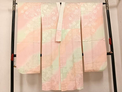 平和屋着物●振袖用長襦袢　無双仕立て　飛鶴花地紋　暈し染め　やまと誂製　正絹　逸品　AABK4396ph