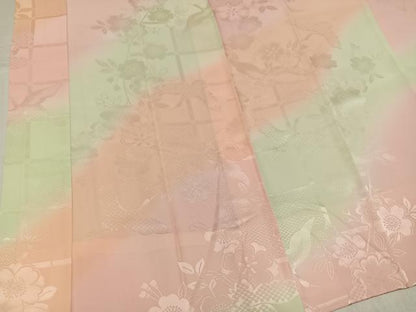 平和屋着物●振袖用長襦袢　無双仕立て　飛鶴花地紋　暈し染め　やまと誂製　正絹　逸品　AABK4396ph
