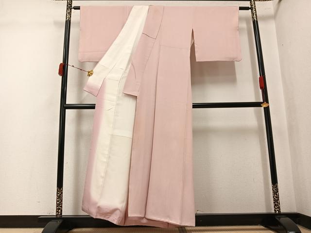 平和屋着物●江戸小紋　万筋　一斤染色×象牙色　正絹　逸品　AABK4397ph