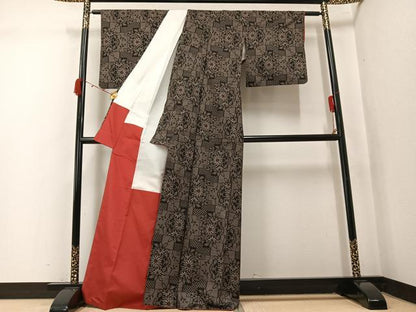平和屋着物●本場大島紬　7マルキ　花尽くし　正絹　逸品　AABK4398ph