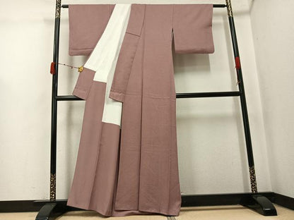 平和屋着物●上質な色無地　紋意匠　鴇浅葱色　正絹　逸品　AABK4399ph