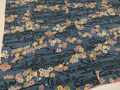 平和屋着物●上質な小紋　型染め　風景花文　正絹　逸品　未使用　AABK4401ph