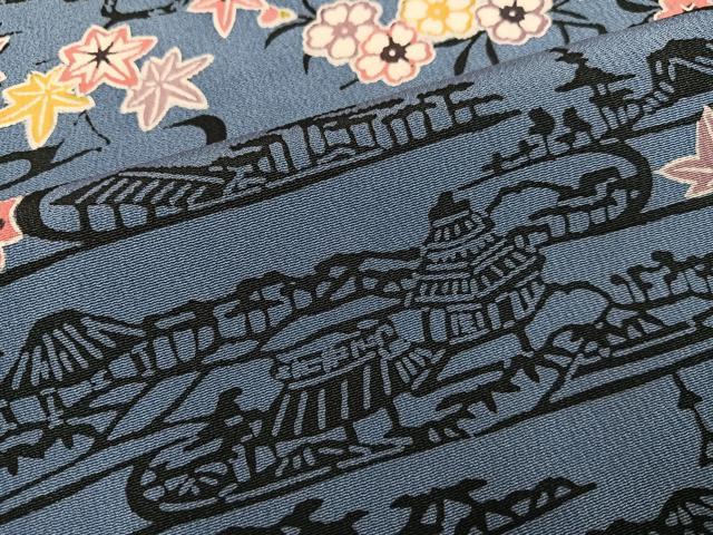 平和屋着物●上質な小紋　型染め　風景花文　正絹　逸品　未使用　AABK4401ph