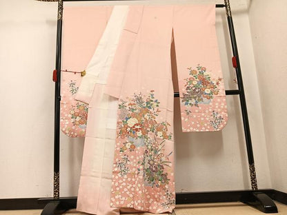 平和屋着物●豪華振袖　友禅　花車文　暈し染め　正絹　逸品　AABK4402ph