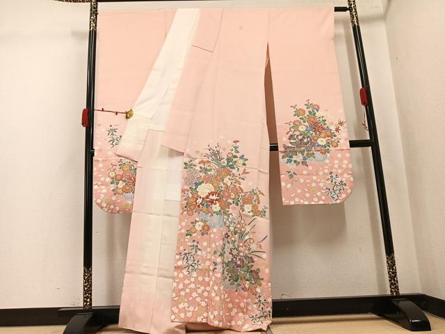 平和屋着物●豪華振袖　友禅　花車文　暈し染め　正絹　逸品　AABK4402ph