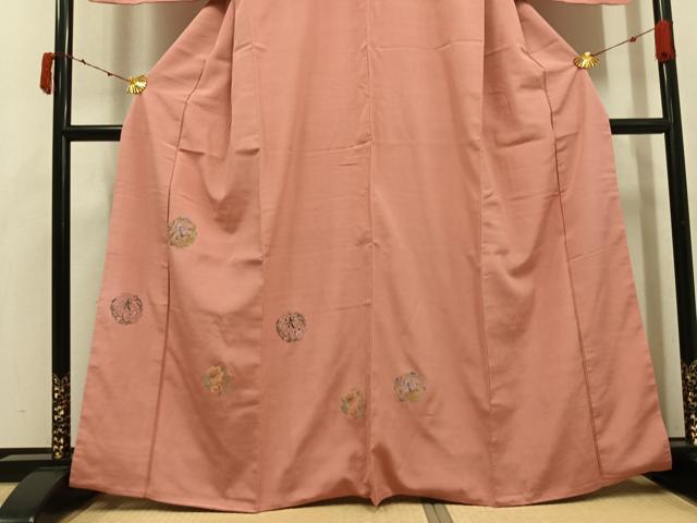 平和屋着物●訪問着　紬地　総刺繍　更紗文　金糸　正絹　逸品　AABK4404ph