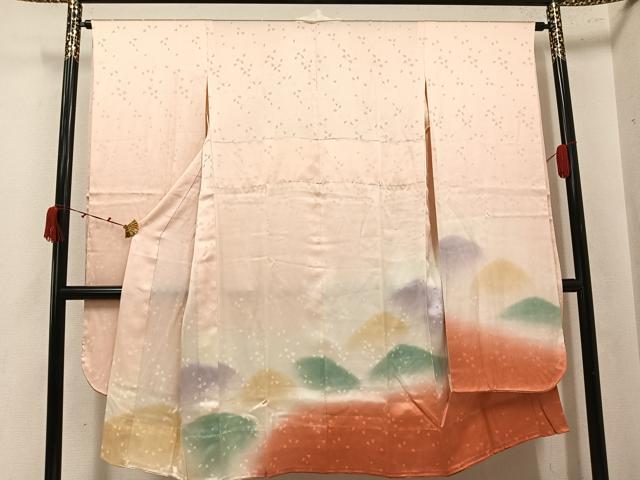 平和屋着物●振袖用長襦袢　無双仕立て　重ね山文　暈し染め　正絹　逸品　AABK4405ph