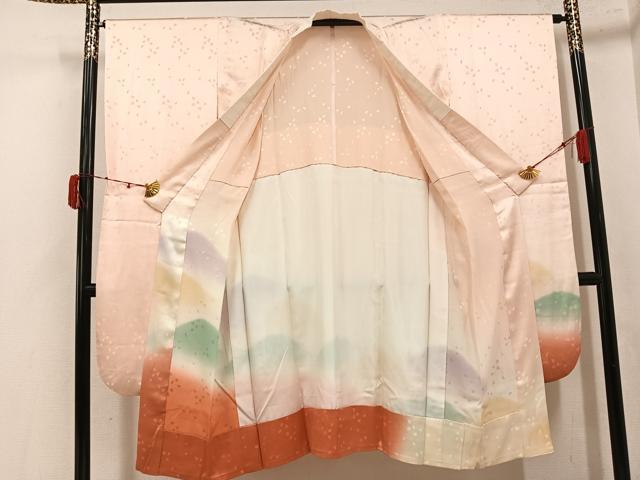 平和屋着物●振袖用長襦袢　無双仕立て　重ね山文　暈し染め　正絹　逸品　AABK4405ph