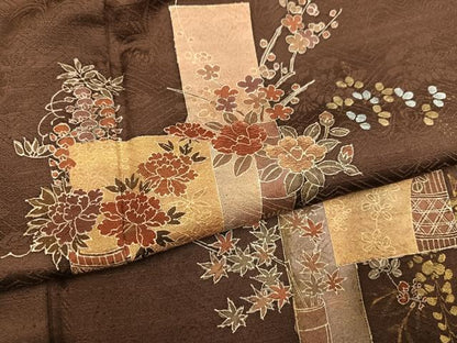平和屋着物●訪問着　刺繍　草花文　金銀彩　正絹　逸品　未使用　AABK4406ph