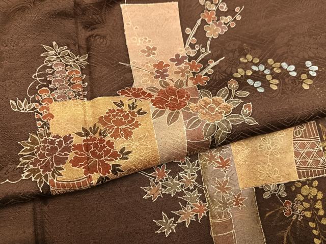 平和屋着物●訪問着　刺繍　草花文　金銀彩　正絹　逸品　未使用　AABK4406ph