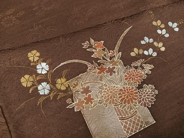 平和屋着物●訪問着　刺繍　草花文　金銀彩　正絹　逸品　未使用　AABK4406ph