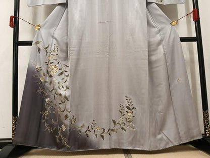 平和屋着物●染織作家　染織デザイナー　大島明　訪問着　更紗文　暈し染め　金銀彩　正絹　逸品　AABK4407ph