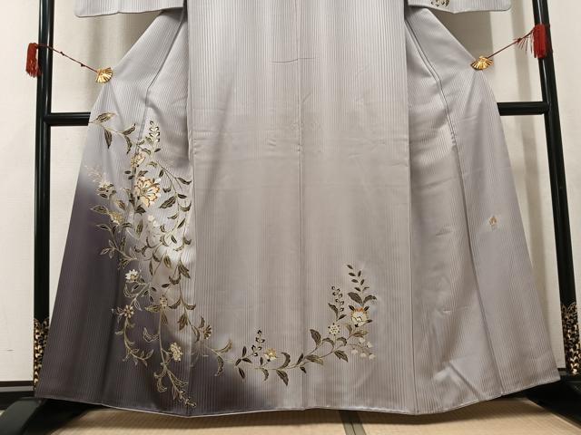 平和屋着物●染織作家　染織デザイナー　大島明　訪問着　更紗文　暈し染め　金銀彩　正絹　逸品　AABK4407ph