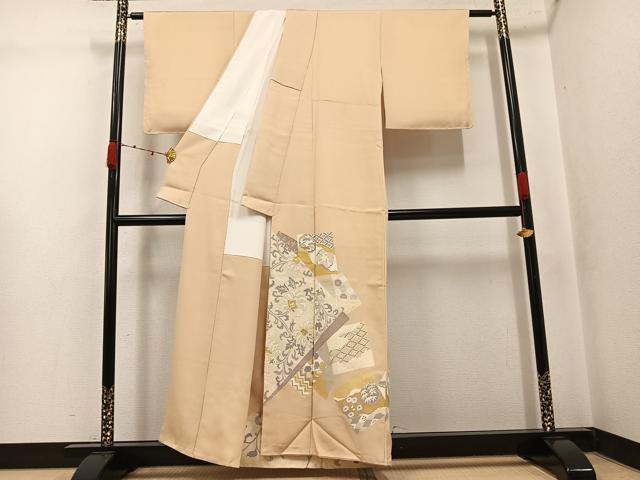 平和屋着物●色留訪問着　刺繍　更紗吉祥花唐草文　金彩　正絹　逸品　未使用　AABK4408ph