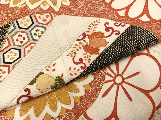 平和屋着物●アンティーク　大正ロマン　訪問着　駒刺繍　枝花文　金彩　正絹　逸品　AABK4409ph