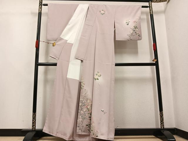 平和屋着物●訪問着　友禅　作家物　草葉文　暈し染め　正絹　逸品　AABK4410ph