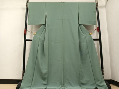 平和屋着物●上質な色無地　鶸茶色　正絹　逸品　未使用　AABK4412ph