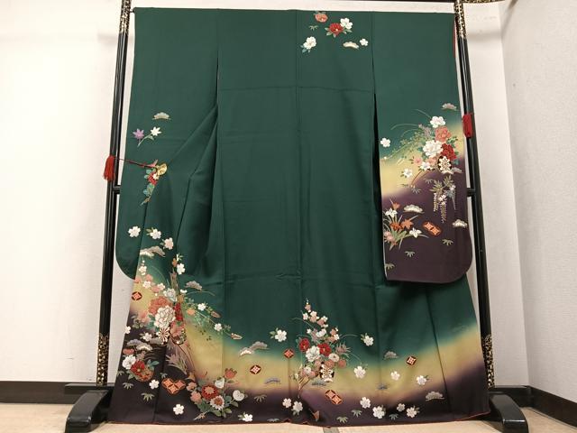 平和屋着物●豪華振袖　駒刺繍　花車文　金彩　正絹　逸品　AABK4415ph
