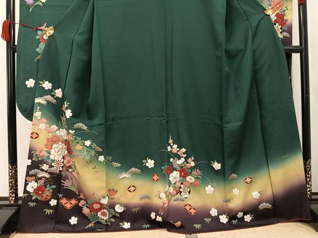平和屋着物●豪華振袖　駒刺繍　花車文　金彩　正絹　逸品　AABK4415ph