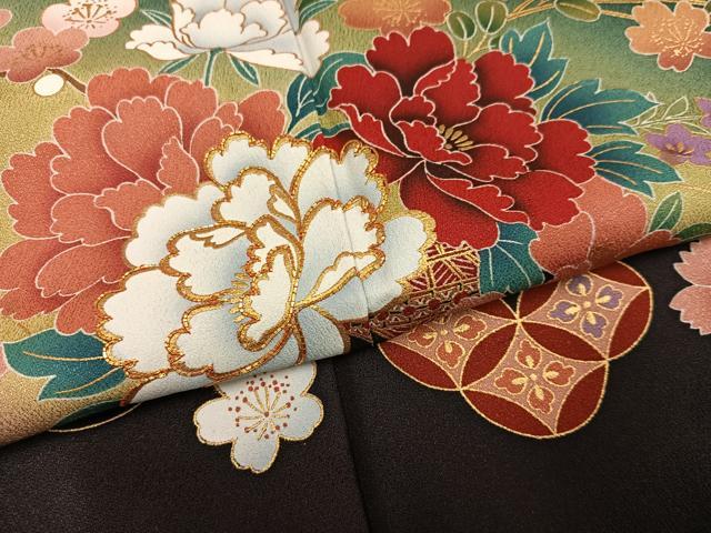 平和屋着物●豪華振袖　駒刺繍　花車文　金彩　正絹　逸品　AABK4415ph