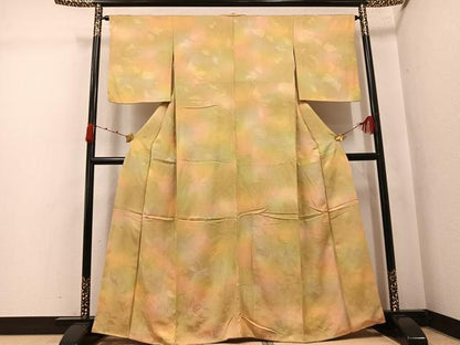 平和屋着物●上質な小紋　草花地紋　暈し染め　正絹　逸品　AABK4416ph