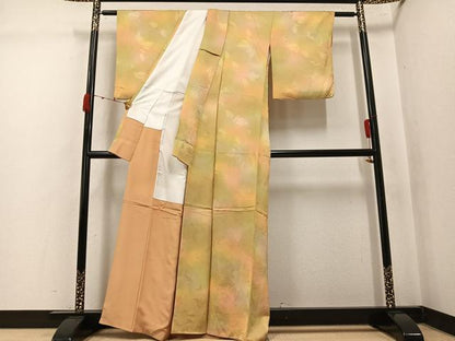 平和屋着物●上質な小紋　草花地紋　暈し染め　正絹　逸品　AABK4416ph