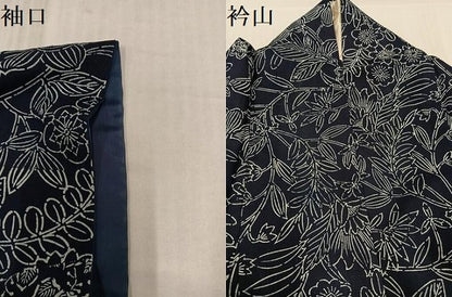 平和屋着物●藍造り国選定無形文化財　藍師・佐藤昭人　訪問着　草花文　正絹　逸品　AABK4422ph