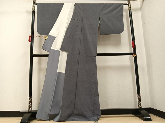 平和屋着物●本塩沢　蚊絣　正絹　逸品　AABK4423ph