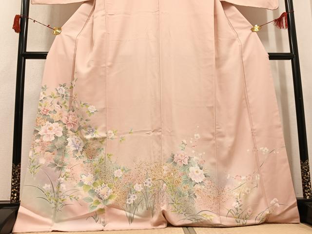 平和屋着物●訪問着　草花文　暈し染め　金彩　京都きもの友禅扱い　正絹　逸品　AABK4425ph