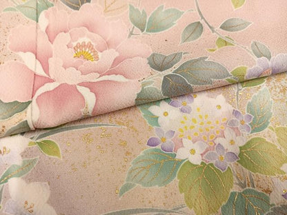 平和屋着物●訪問着　草花文　暈し染め　金彩　京都きもの友禅扱い　正絹　逸品　AABK4425ph