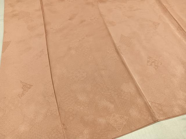 平和屋着物●上質な色無地　吉祥草花地紋　一斤染色　正絹　逸品　AABK4429ph