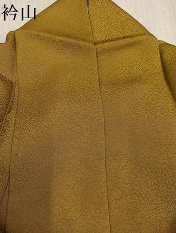 平和屋着物●染色作家　斉藤三才監修　色無地　草花地紋　桑茶色　正絹　逸品　AABK4430ph