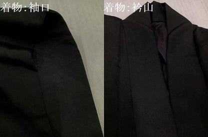 平和屋着物●男性　黒紋付・羽織セット　正絹　逸品　AABK4431ph