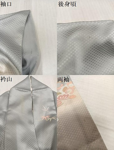 平和屋着物●訪問着　駒刺繍　松竹梅文　暈し染め　金彩　正絹　逸品　AABK4432ph