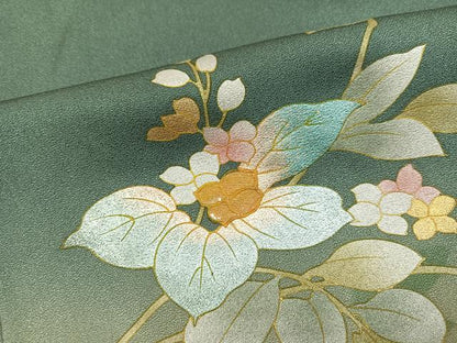 平和屋着物●訪問着　螺鈿　草花文　暈し染め　金銀彩　正絹　逸品　AABK4434ph