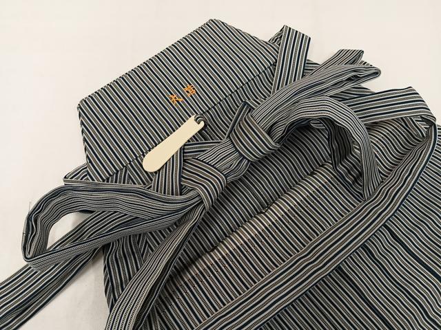 平和屋着物●男性　馬乗り袴　本場竹鳳平　縞　正絹　逸品　AABK4435ph