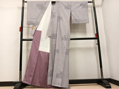 平和屋着物●本場結城紬　重要無形文化財　飛び亀甲　色紙重ね文　正絹　逸品　AABK4438ph