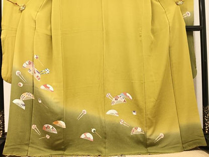 平和屋着物●豪華振袖　友禅　櫛　簪　暈し染め　鬼しぼ縮緬　正絹　逸品　AABK4439ph