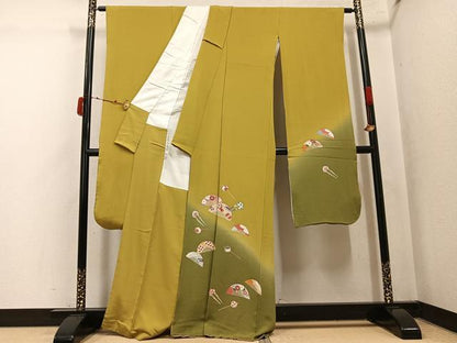 平和屋着物●豪華振袖　友禅　櫛　簪　暈し染め　鬼しぼ縮緬　正絹　逸品　AABK4439ph