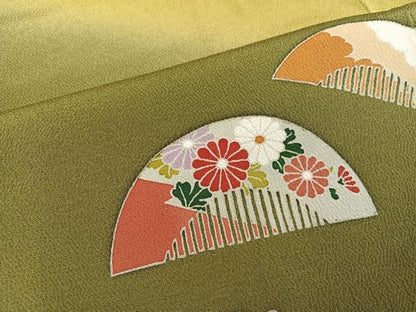 平和屋着物●豪華振袖　友禅　櫛　簪　暈し染め　鬼しぼ縮緬　正絹　逸品　AABK4439ph