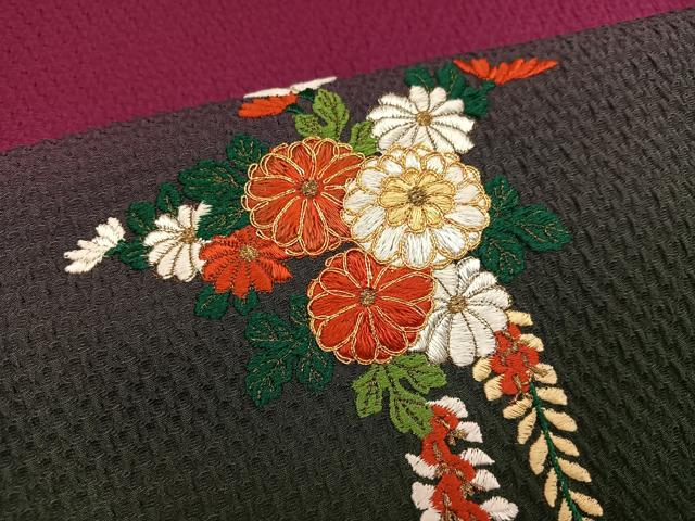 平和屋着物●豪華振袖　駒刺繍　檜扇花文　暈し染め　正絹　逸品　AABK4440ph