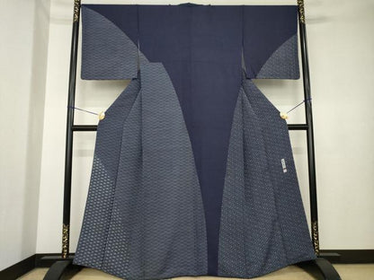 平和屋着物●藍染工房・こんや　全国阿波藍染染織作家協会会員　松本輝夫　訪問着　吉祥文　正絹　逸品　AABK4443ck