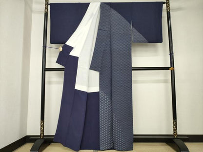 平和屋着物●藍染工房・こんや　全国阿波藍染染織作家協会会員　松本輝夫　訪問着　吉祥文　正絹　逸品　AABK4443ck
