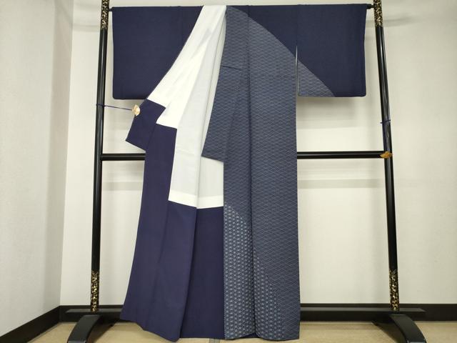 平和屋着物●藍染工房・こんや　全国阿波藍染染織作家協会会員　松本輝夫　訪問着　吉祥文　正絹　逸品　AABK4443ck