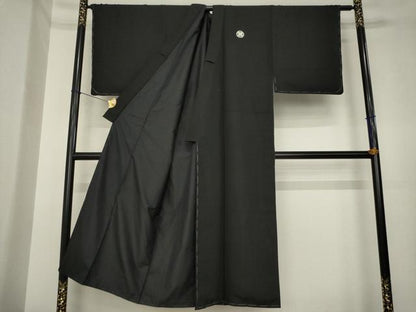 平和屋着物●男性　黒紋付・羽織セット　正絹　逸品　未使用　AABK4447ck