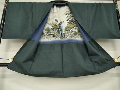 平和屋着物●男性　本場大島紬　アンサンブル　100亀甲　総詰め　山田実作　証紙付き　正絹　逸品　AABK4448ck