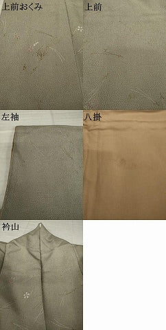 平和屋着物●上質な小紋　松葉花文　鬼しぼ縮緬　正絹　逸品　AABK4449ck