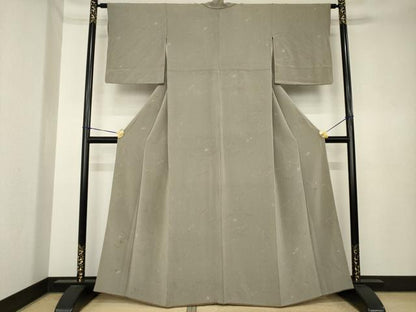 平和屋着物●上質な小紋　松葉花文　鬼しぼ縮緬　正絹　逸品　AABK4449ck