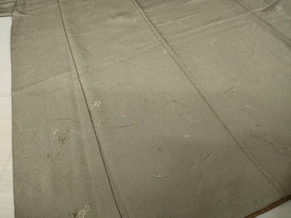 平和屋着物●上質な小紋　松葉花文　鬼しぼ縮緬　正絹　逸品　AABK4449ck